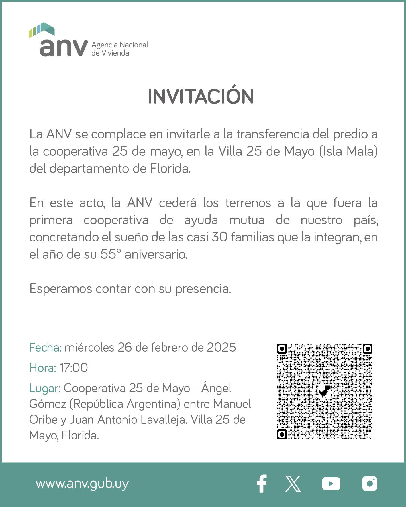 Invitación - Cooperativa 25 de Mayo