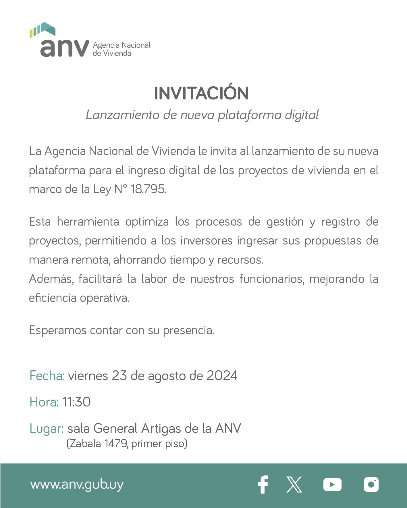 Invitación - Lanzamiento ingreso digital de proyectos