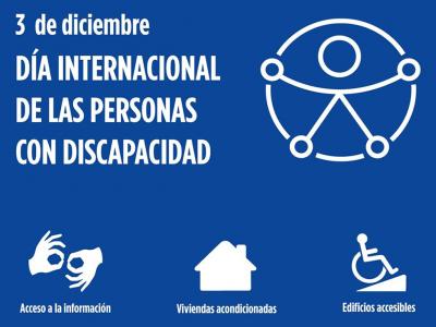 Afiche con lengua de seña y rampa de acceso