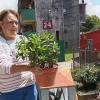 Integrante del proyecto con una planta